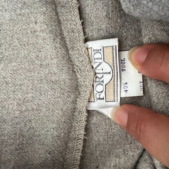 vtg 80s wool‎ midi skirt flared retro rodeo western beige neutral minimalist 9 - Picture 6 of 8